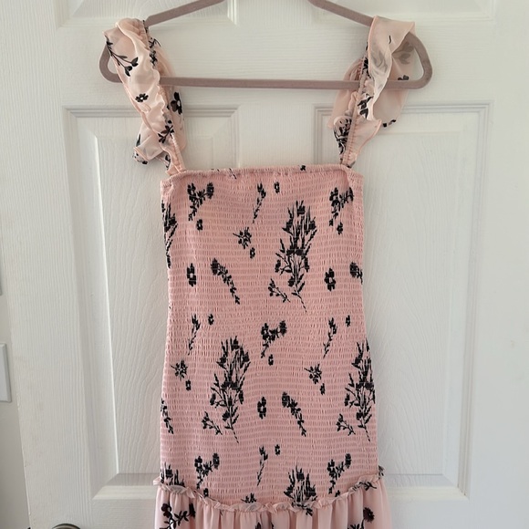 Kimi + Kai Drop Waist Pink Stretch Maxi Ruffle Dress With Ruffle Straps Size S - Picture 2 of 7